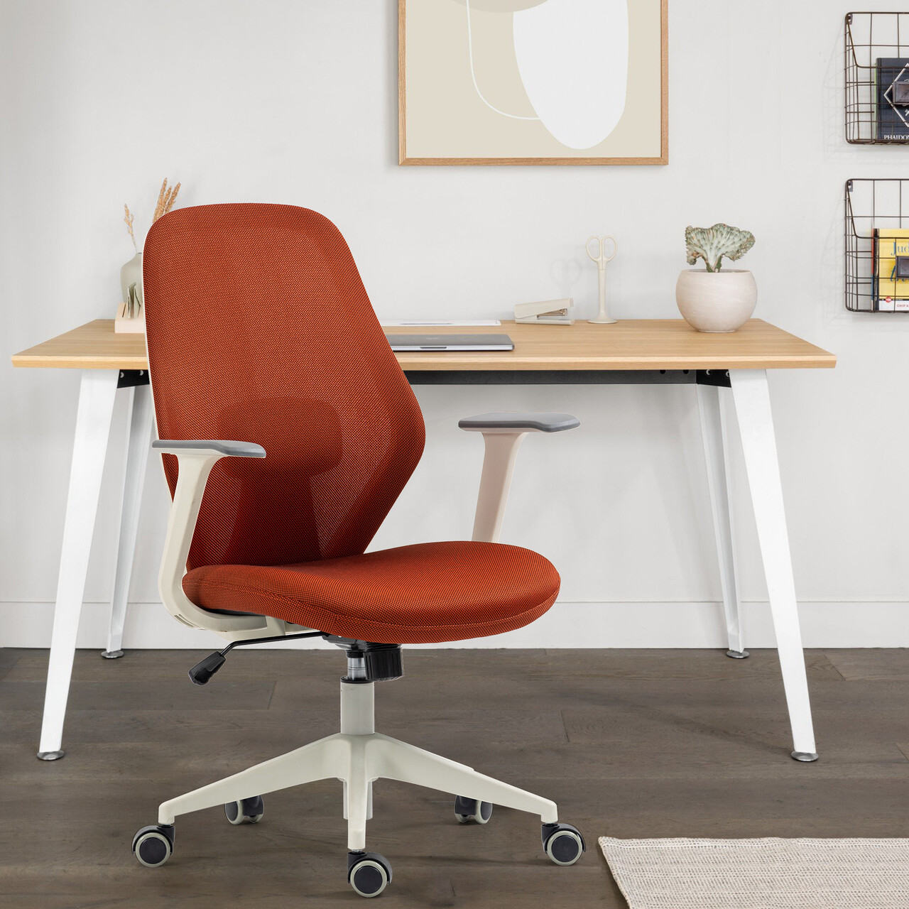 Scaun de birou ergonomic, Bedora Harry, mesh, caramiziu - imagine 7